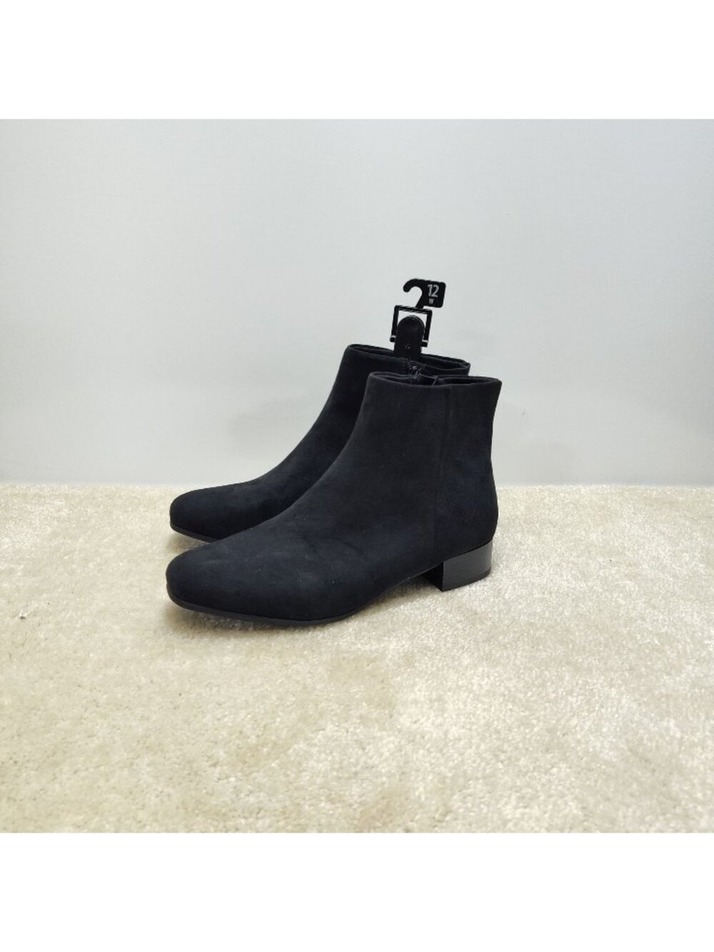 Time and Tru Ankle Boots Women 12W Faux Suede Memory Foam Low Block Heel Booties